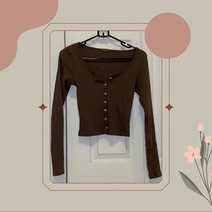 Brown long sleeve button up shirt